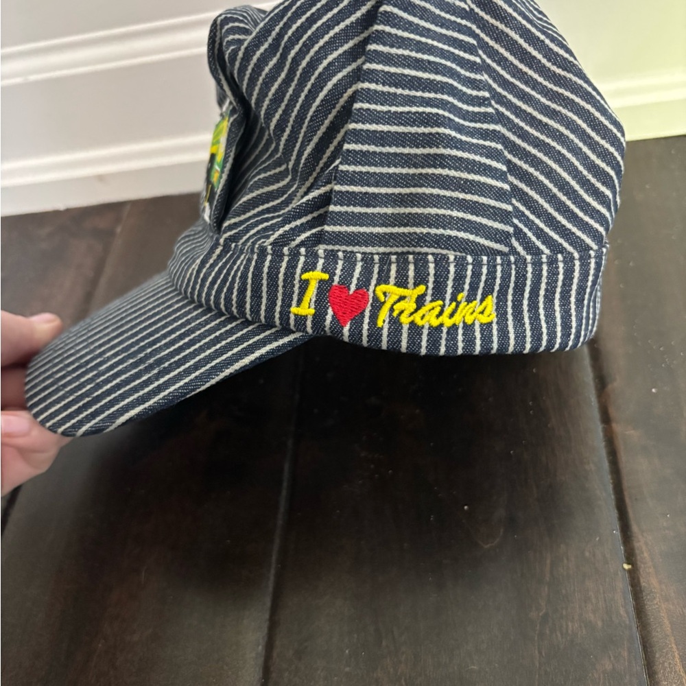 Kids train hat Striped Blue and White Cap with Embroidery - Picture 2 of 5